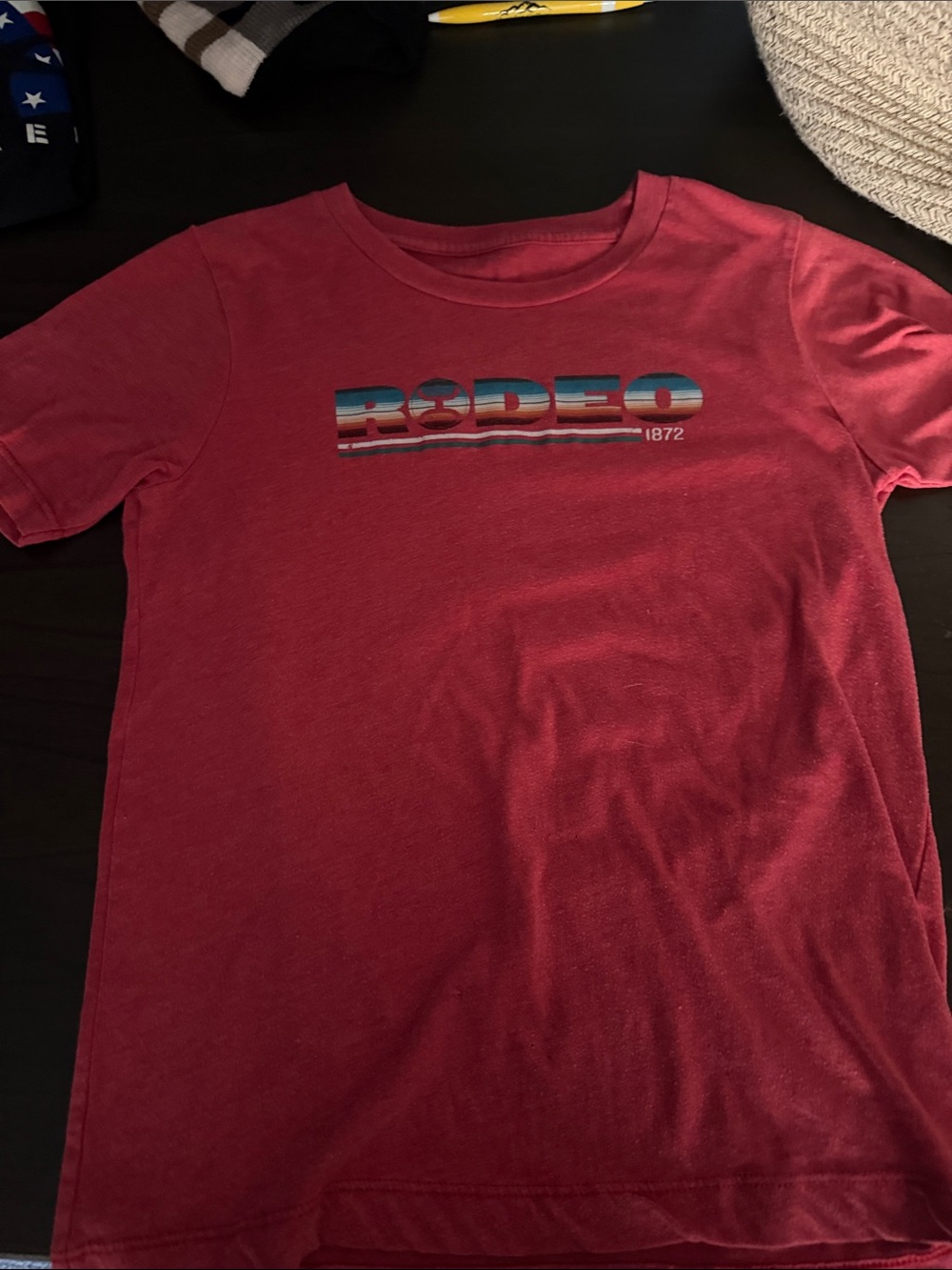 Hooey Red Short Sleeve Tee with Rodeo Graphic